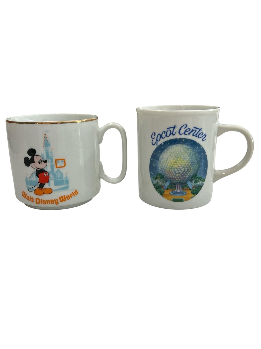 Vintage Walt Disney World Mickey & Epcot Center Mugs | Set of 2 | Made in Japan